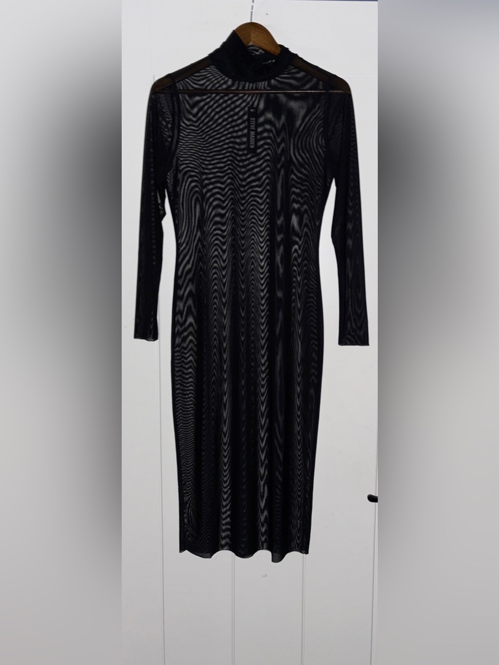 Steve Madden Vivienne Turtleneck Black Long Sleeve Midi‎ Dress Women M NEW Edgy
